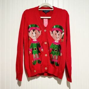 Simply Southern Sequined Christmas Elf Cardigan Sweater NEW Size XL